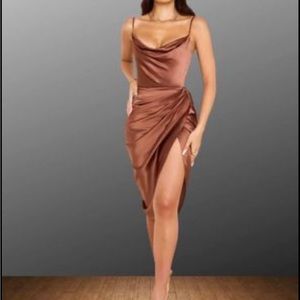 brown satin dress, size XL
